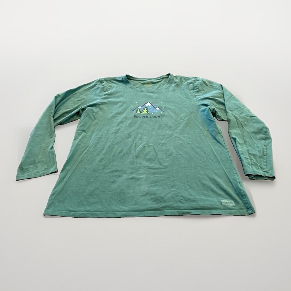 Life is Good Womens Green Powder Room Snow Mountains Long Sleeve Crusher XXL